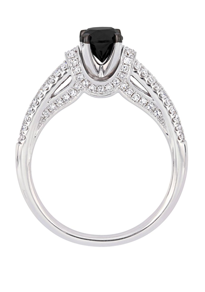 1 ct. t.w. Black and White Diamond Engagement Ring in 14K Yellow Gold