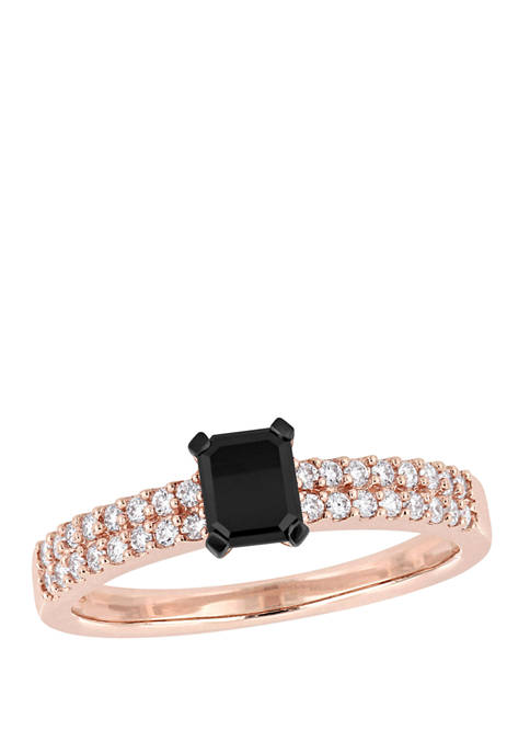 3/4 ct. t.w. Black and White Diamond Engagement Ring in 14K Rose Gold
