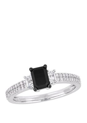 Belk & Co 4/5 Ct. T.w. Black And White Diamond And 1/3 Ct. T.w. White Sapphire Engagement Ring In 10K White Gold -  0686692265462