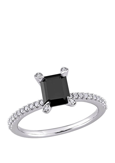 1.1 ct. t.w. Black and White Diamond Engagement Ring in 10K White Gold