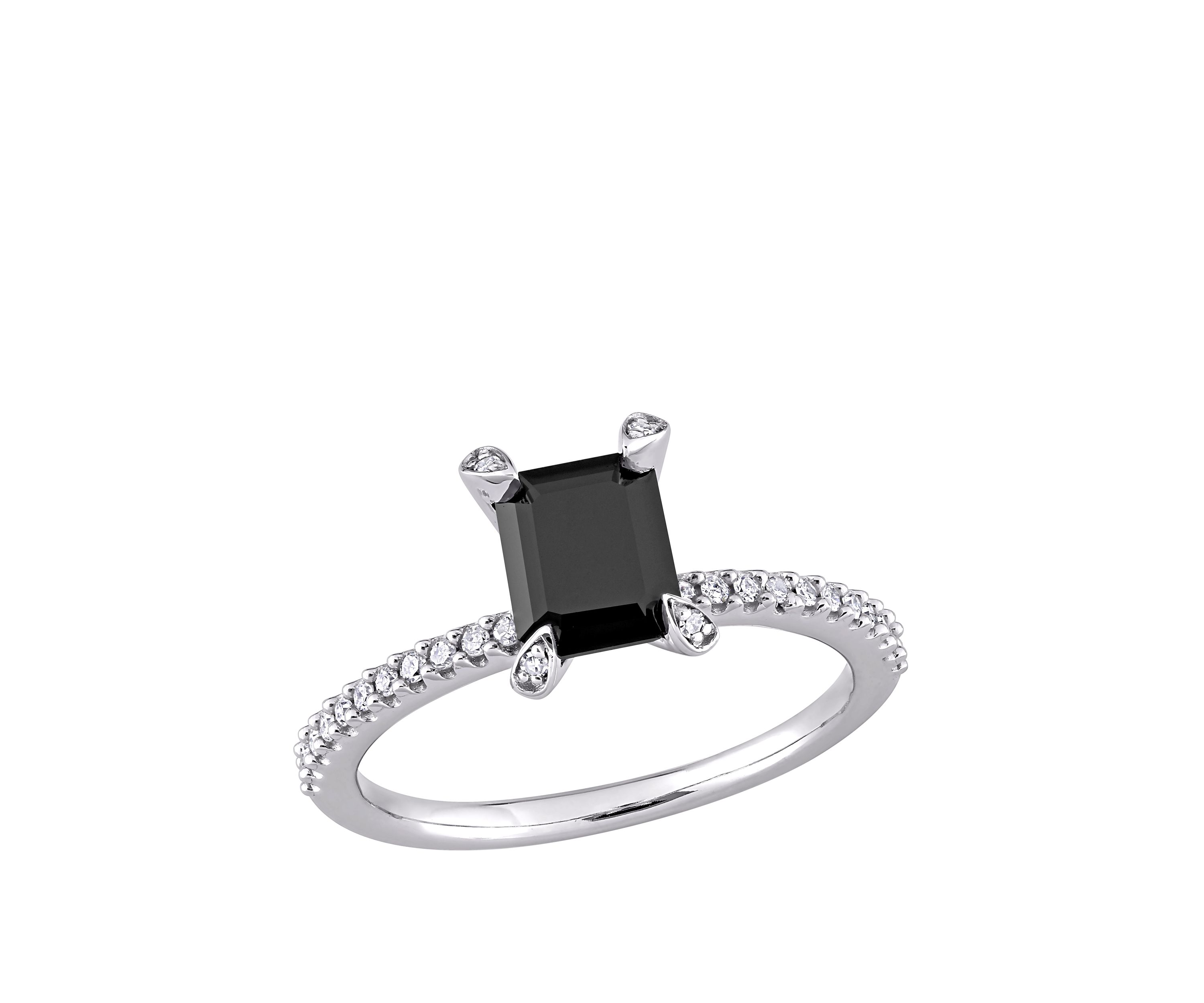 1.1 ct. t.w. Black and White Diamond Engagement Ring in 10K White Gold