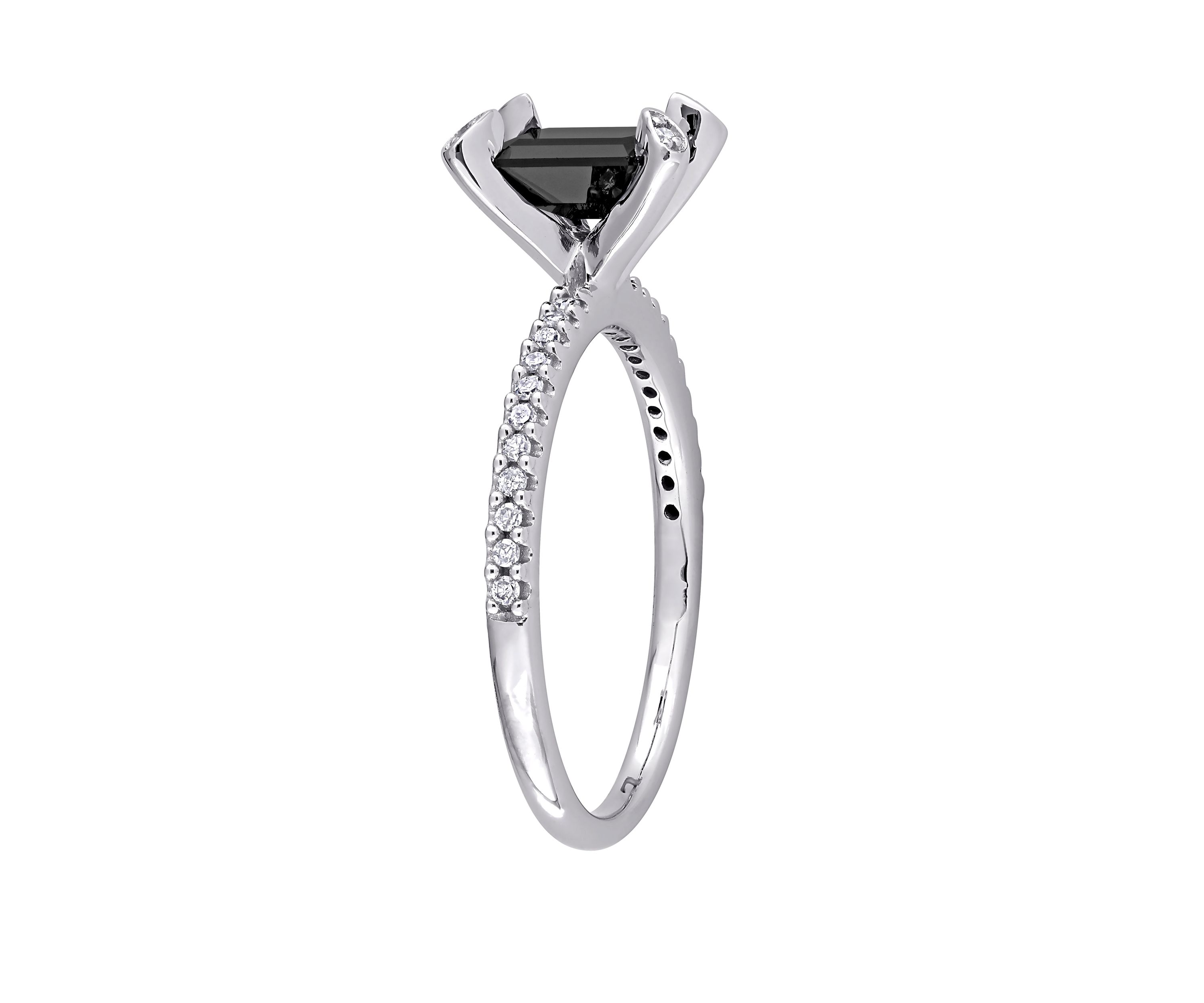 1.1 ct. t.w. Black and White Diamond Engagement Ring in 10K White Gold