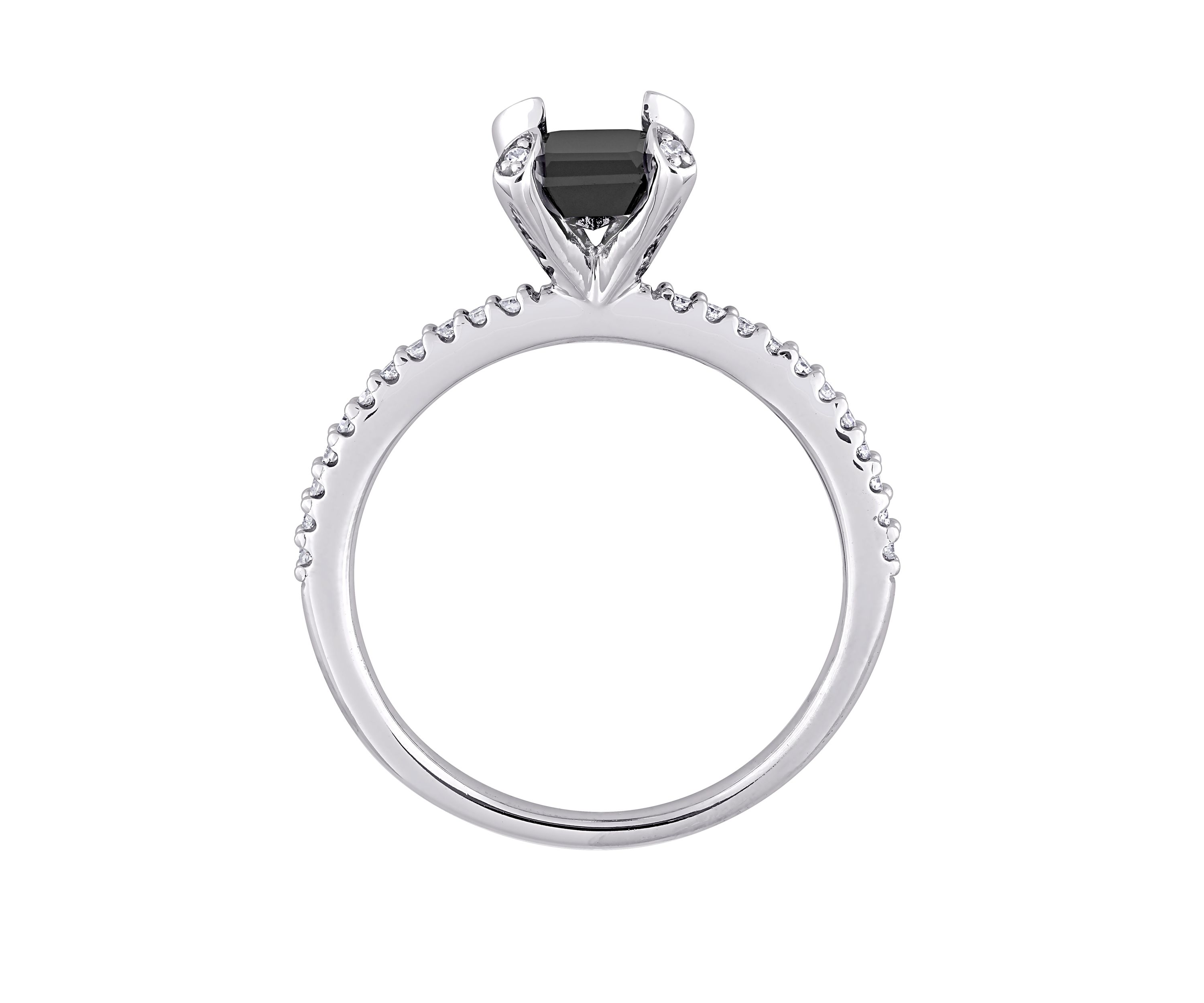 1.1 ct. t.w. Black and White Diamond Engagement Ring in 10K White Gold