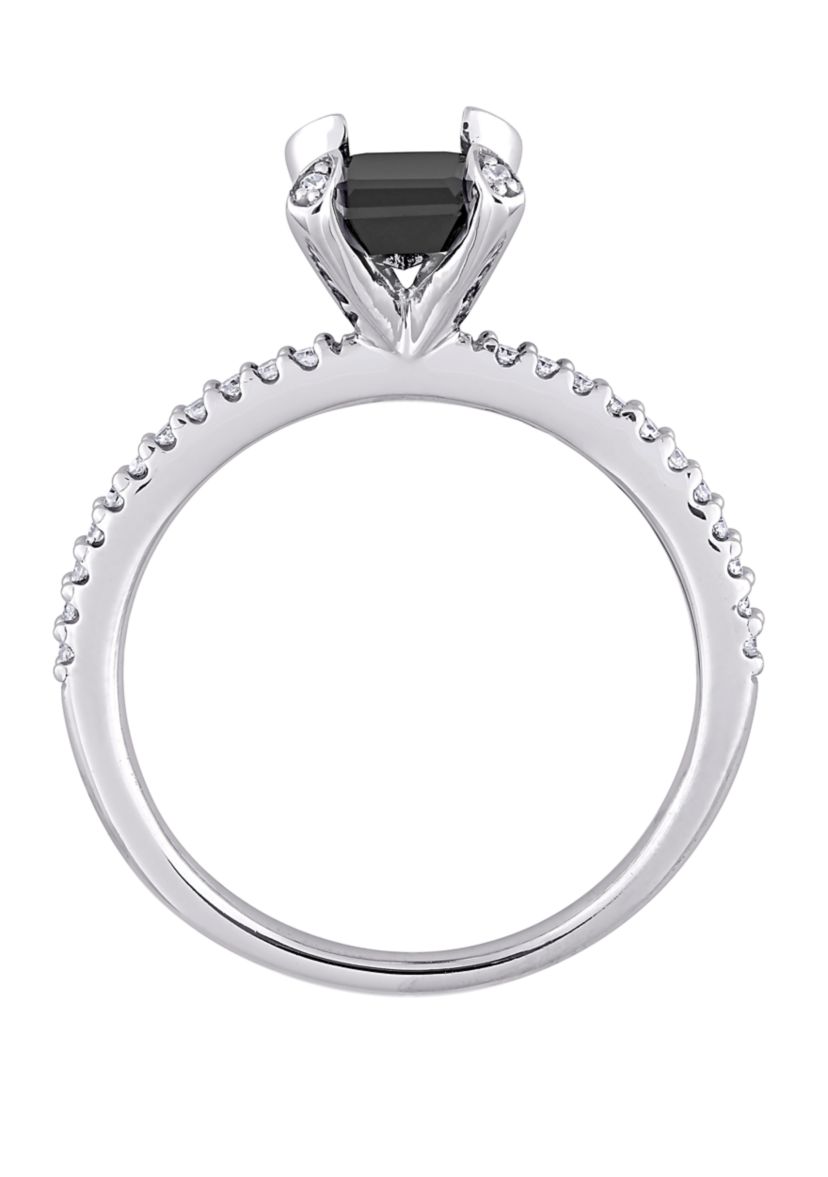 1.1 ct. t.w. Black and White Diamond Engagement Ring in 10K White Gold