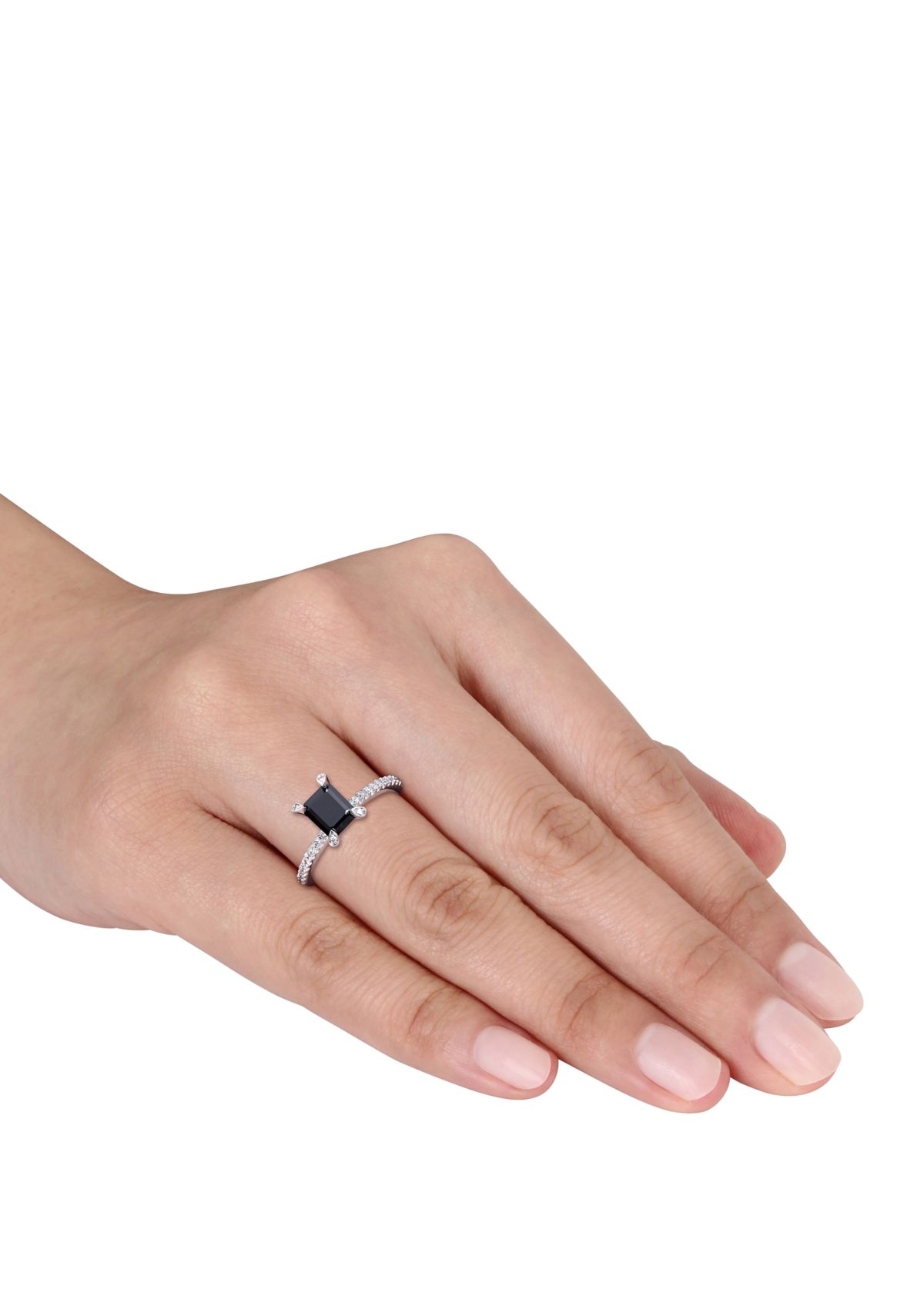 1.1 ct. t.w. Black and White Diamond Engagement Ring in 10K White Gold