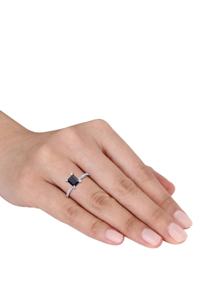 1.1 ct. t.w. Black and White Diamond Engagement Ring in 10K White Gold