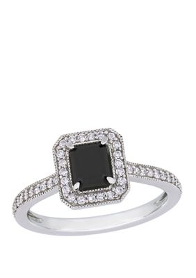 Belk & Co 1.25 ct. t.w. Black and White Diamond Halo Engagement Ring in 10K White Gold, 8 -  0686692265745