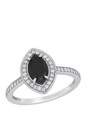 Belk & Co 1.25 ct. t.w. Black and White Diamond Marquise Halo Ring in 10K White Gold