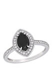 1.25 ct. t.w. Black and White Diamond Marquise Halo Ring in 10K White Gold
