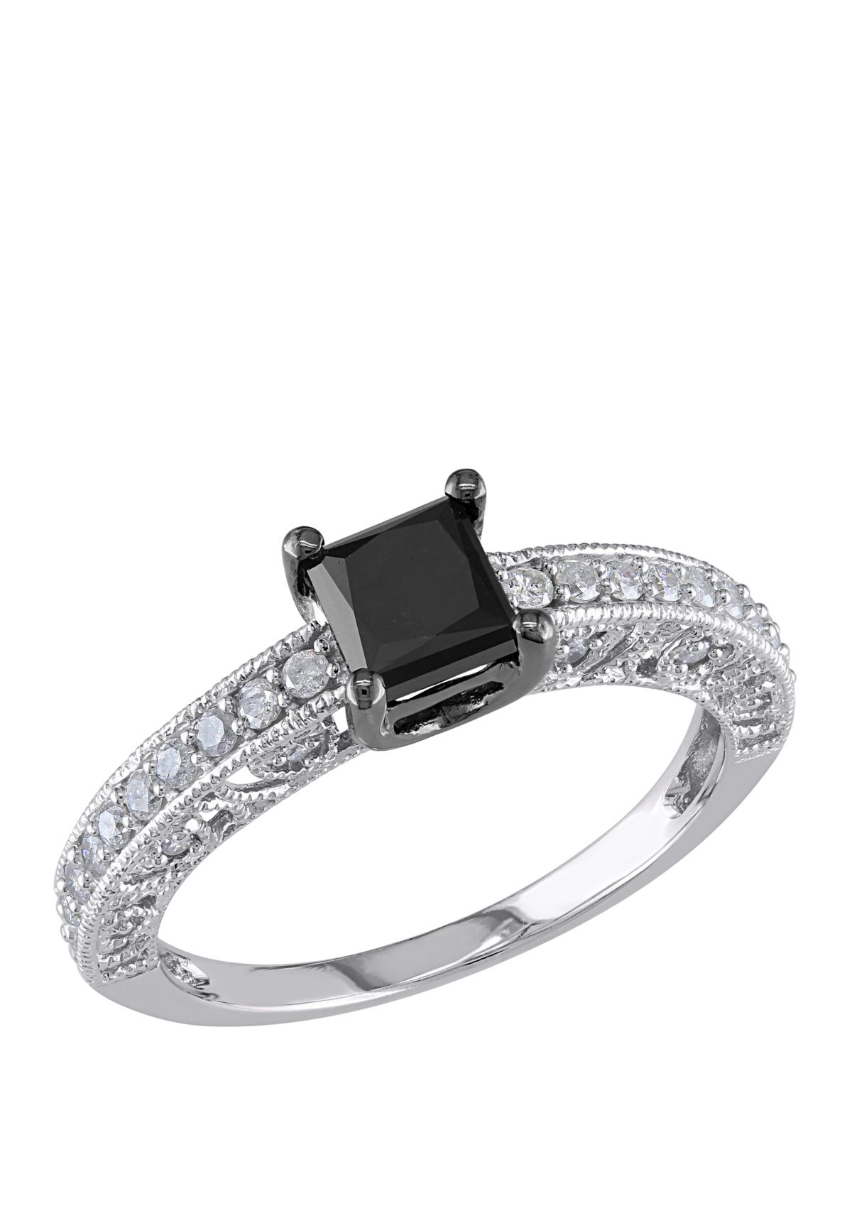 1 ct. t.w. Black and White Diamond Engagement Ring in 10K White Gold