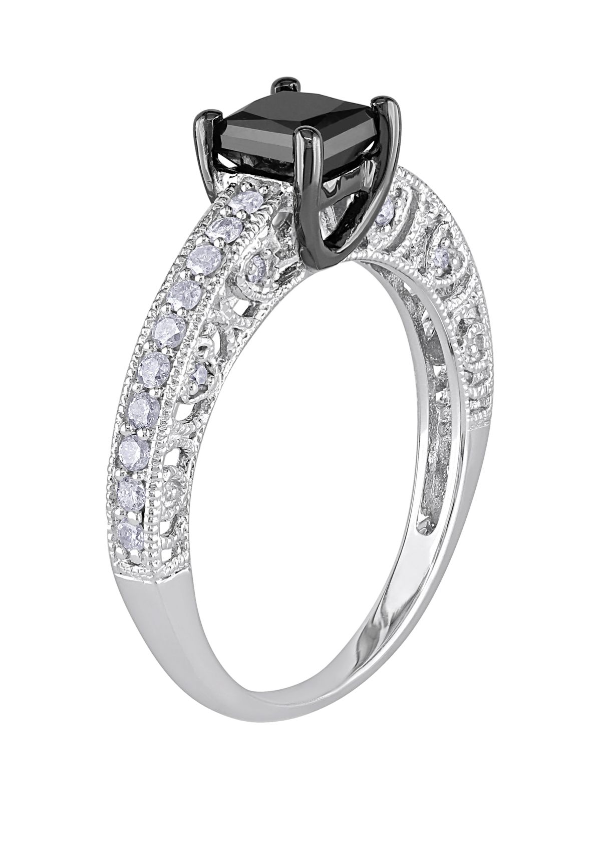 1 ct. t.w. Black and White Diamond Engagement Ring in 10K White Gold