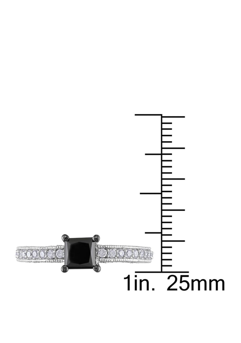 1 ct. t.w. Black and White Diamond Engagement Ring in 10K White Gold