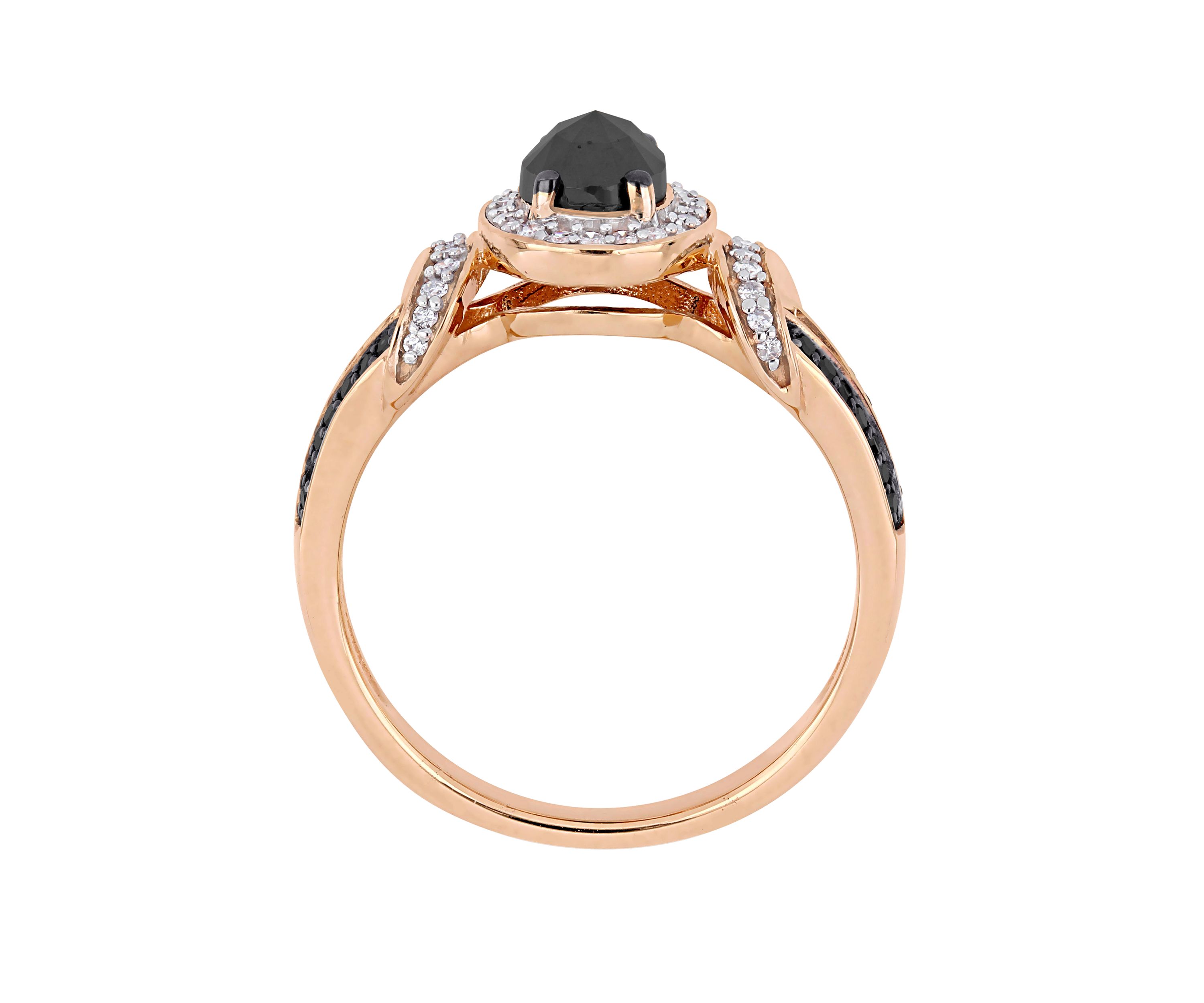 1 ct. t.w. Black and White Diamond Split Shank Ring in 10K Rose Gold