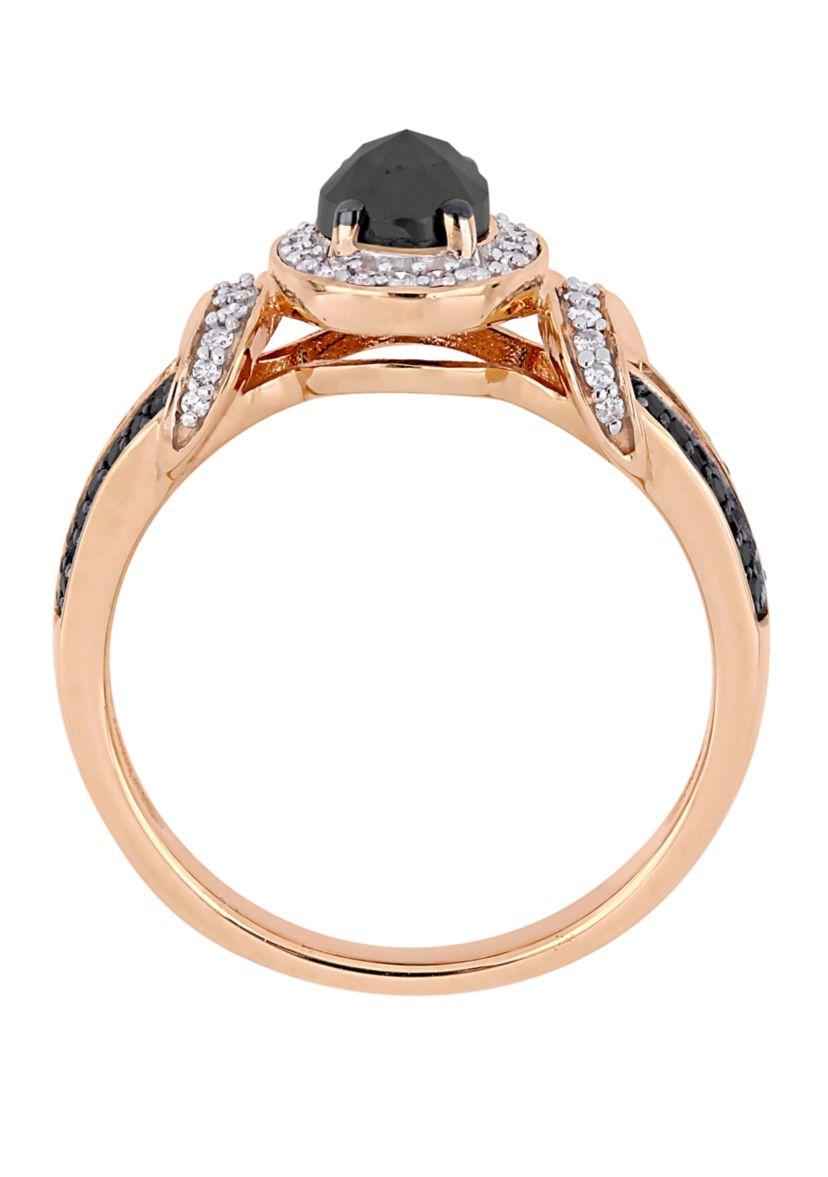 1 ct. t.w. Black and White Diamond Split Shank Ring in 10K Rose Gold