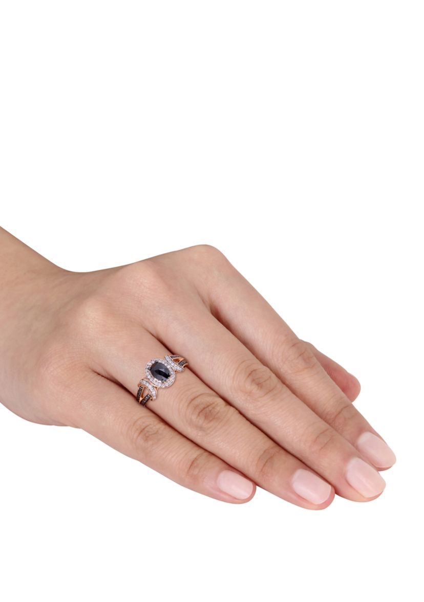 1 ct. t.w. Black and White Diamond Split Shank Ring in 10K Rose Gold