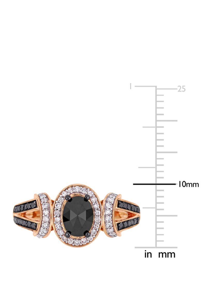 1 ct. t.w. Black and White Diamond Split Shank Ring in 10K Rose Gold
