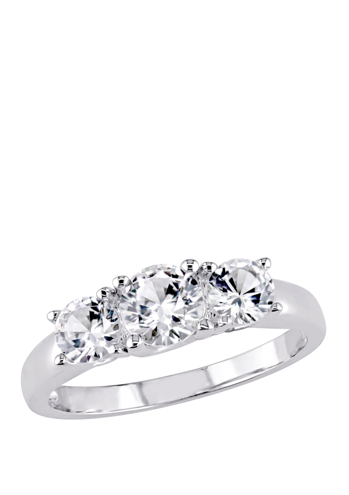 1.3 ct. t.w. Lab Created White Sapphire 3 Stone Engagement Ring in 10K White Gold