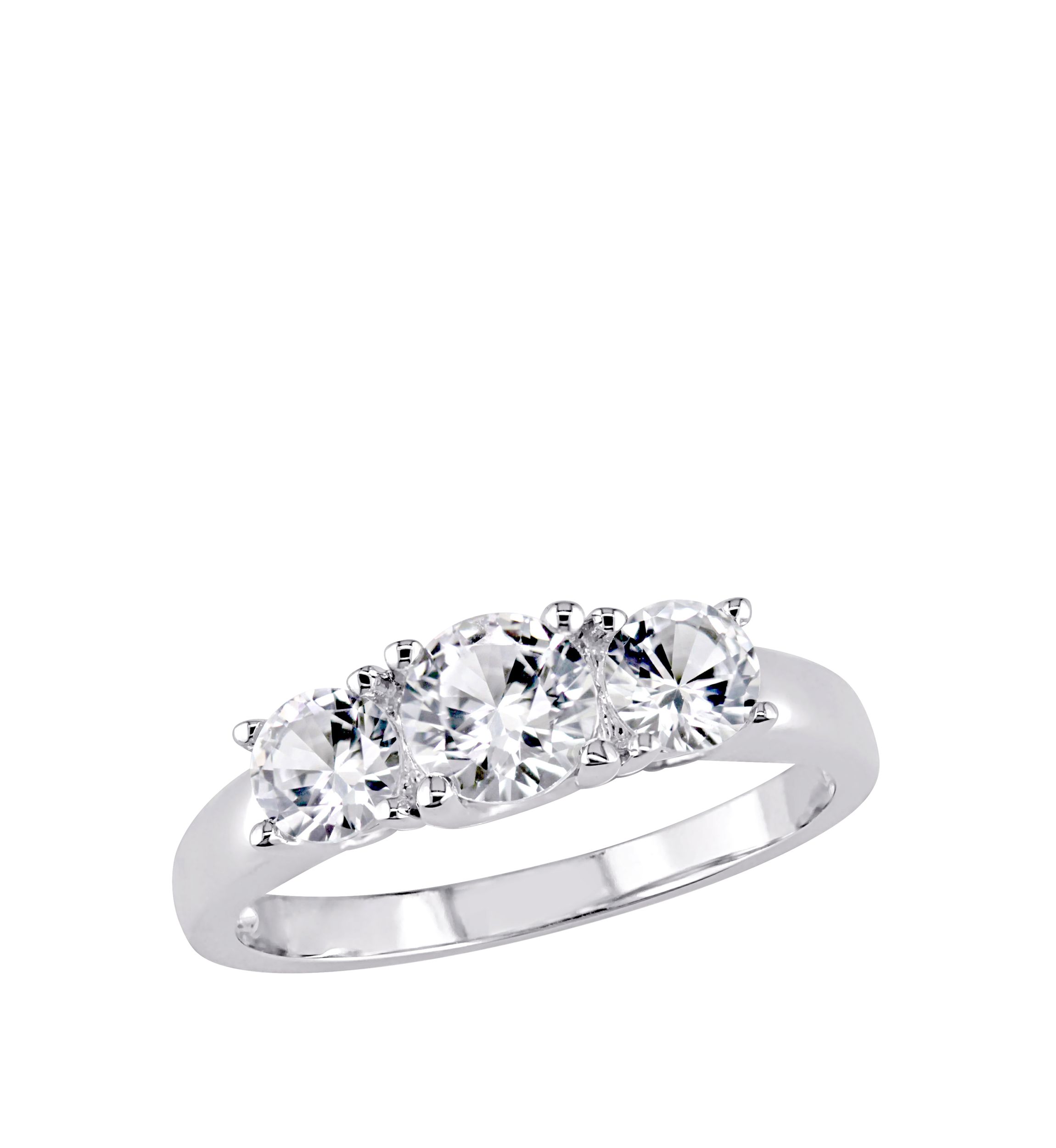 1.3 ct. t.w. Lab Created White Sapphire 3 Stone Engagement Ring in 10K White Gold