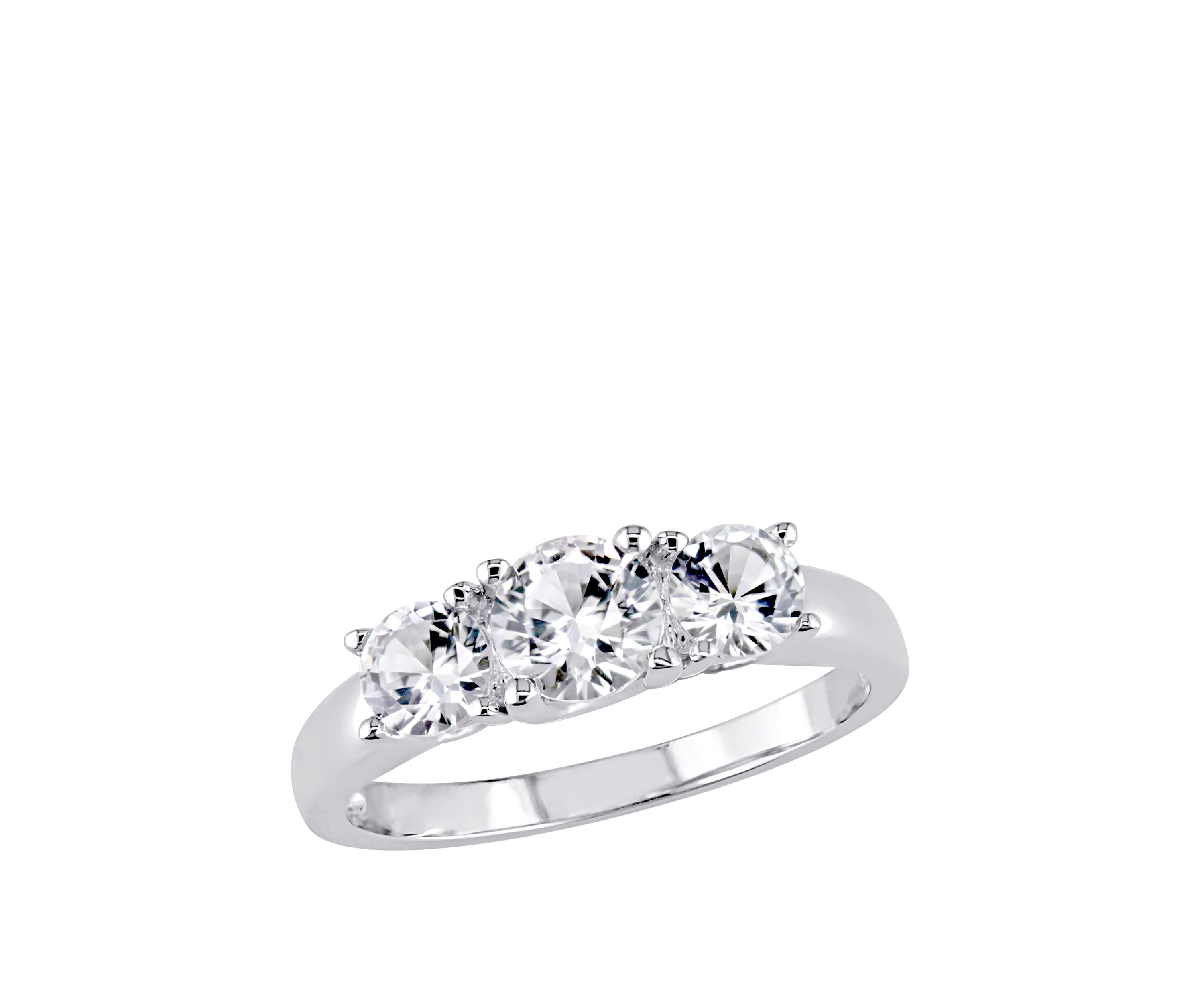 1.3 ct. t.w. Lab Created White Sapphire 3 Stone Engagement Ring in 10K White Gold