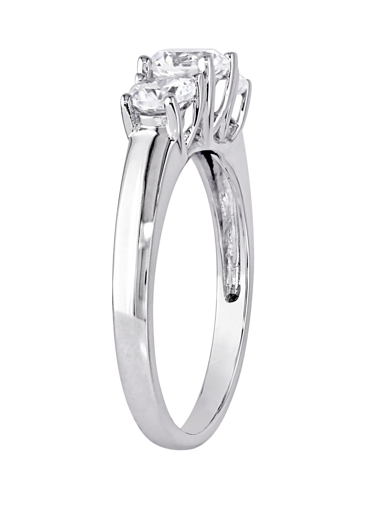 1.3 ct. t.w. Lab Created White Sapphire 3 Stone Engagement Ring in 10K White Gold