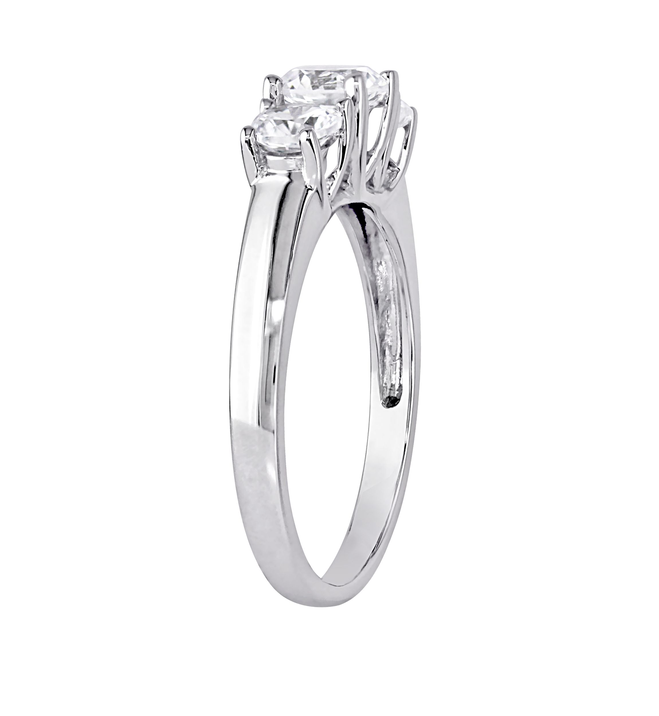 1.3 ct. t.w. Lab Created White Sapphire 3 Stone Engagement Ring in 10K White Gold