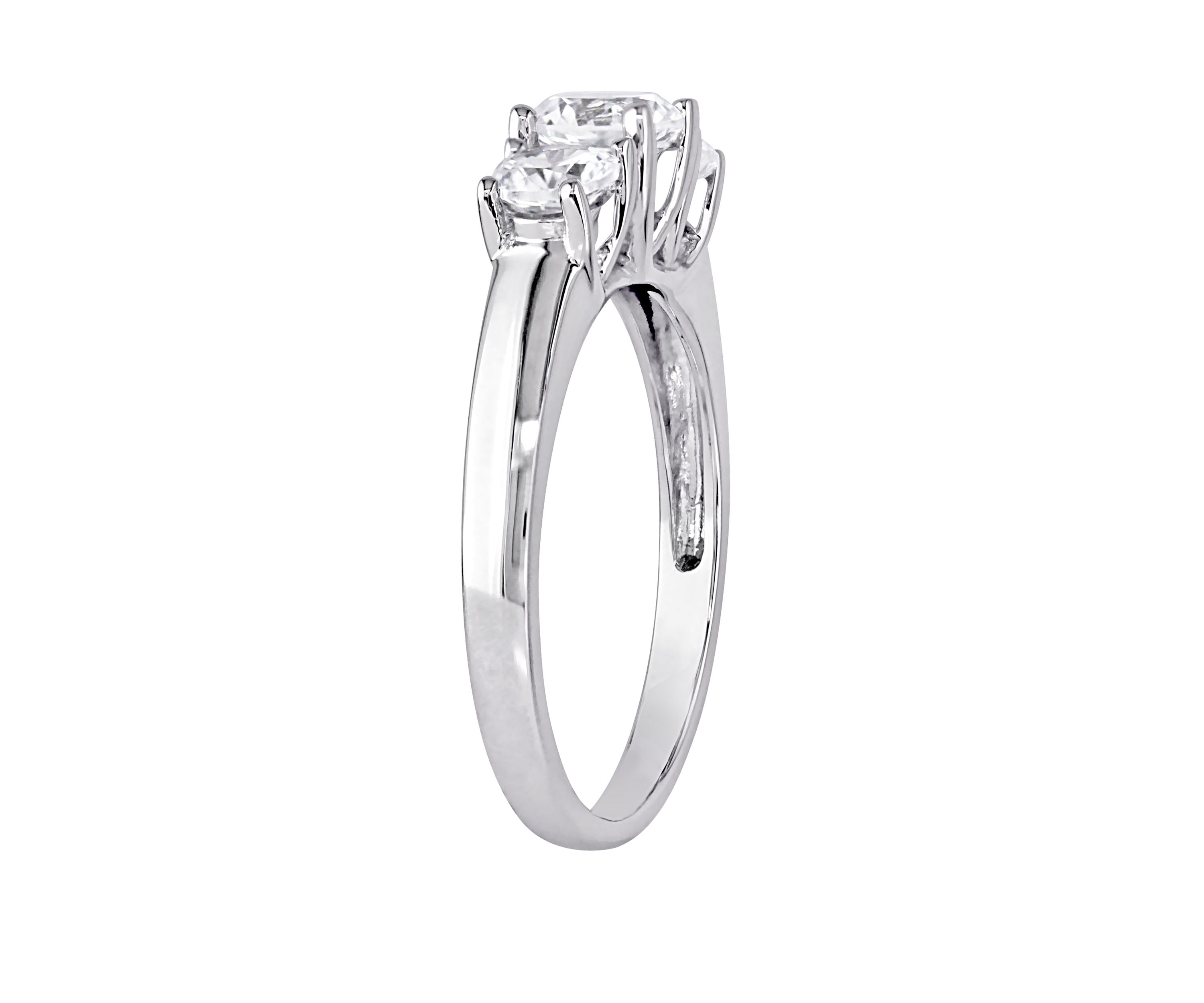 1.3 ct. t.w. Lab Created White Sapphire 3 Stone Engagement Ring in 10K White Gold