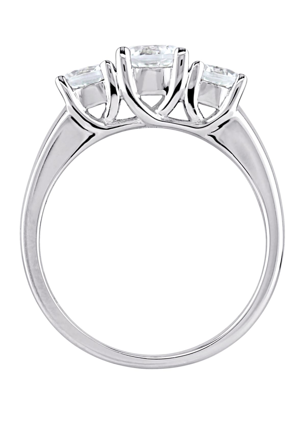 1.3 ct. t.w. Lab Created White Sapphire 3 Stone Engagement Ring in 10K White Gold