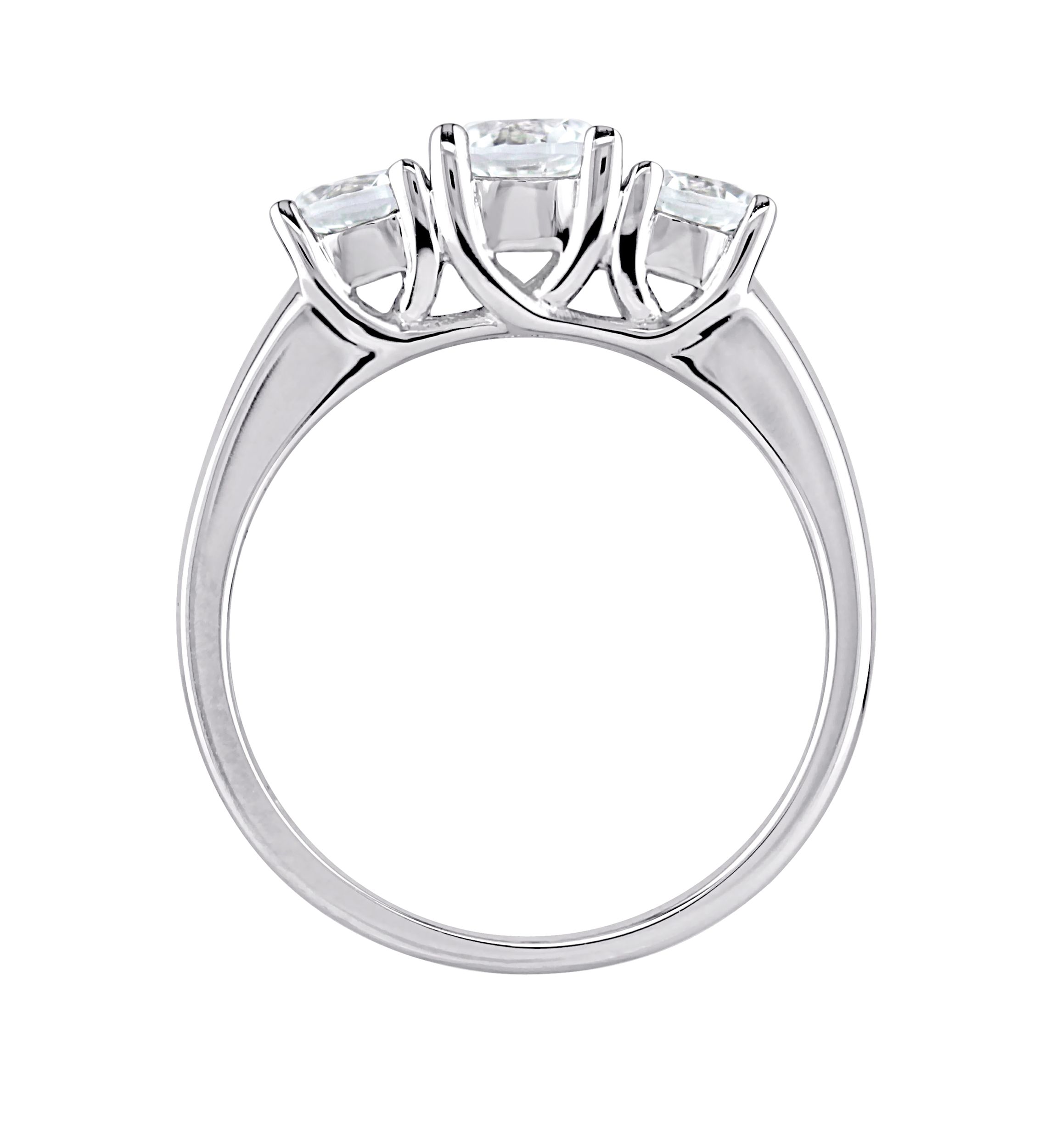 1.3 ct. t.w. Lab Created White Sapphire 3 Stone Engagement Ring in 10K White Gold