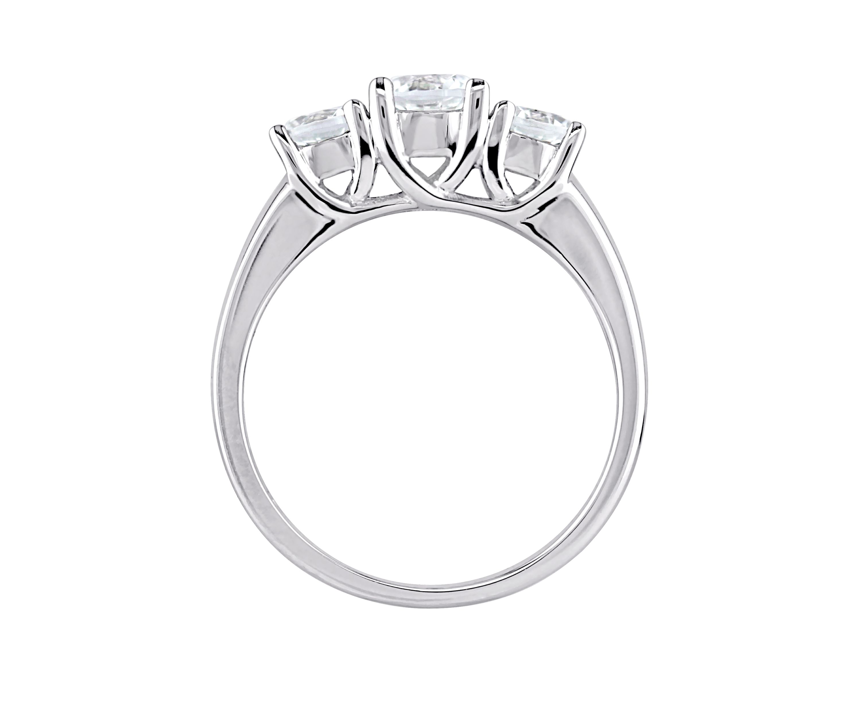 1.3 ct. t.w. Lab Created White Sapphire 3 Stone Engagement Ring in 10K White Gold