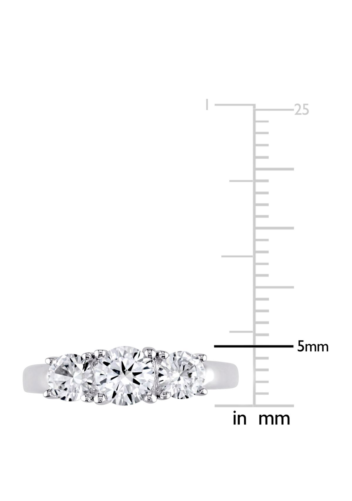1.3 ct. t.w. Lab Created White Sapphire 3 Stone Engagement Ring in 10K White Gold