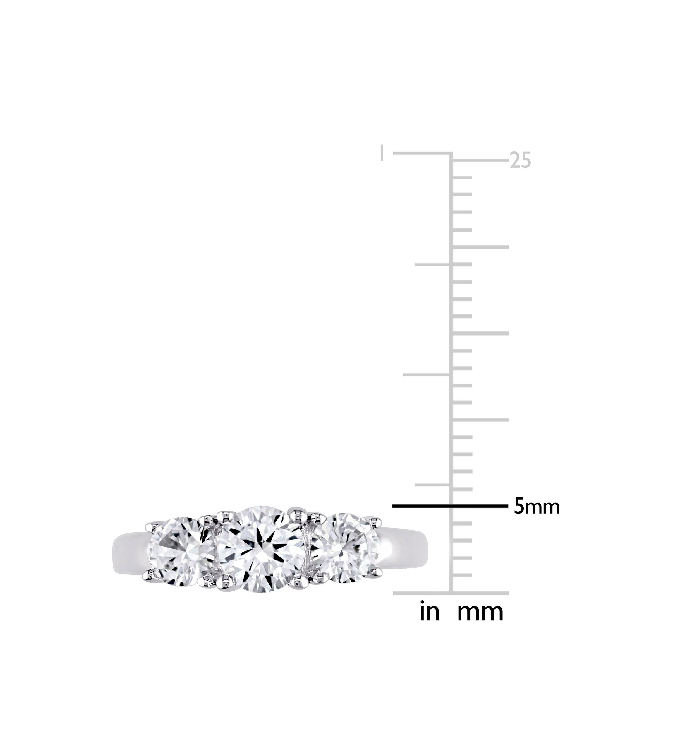 1.3 ct. t.w. Lab Created White Sapphire 3 Stone Engagement Ring in 10K White Gold