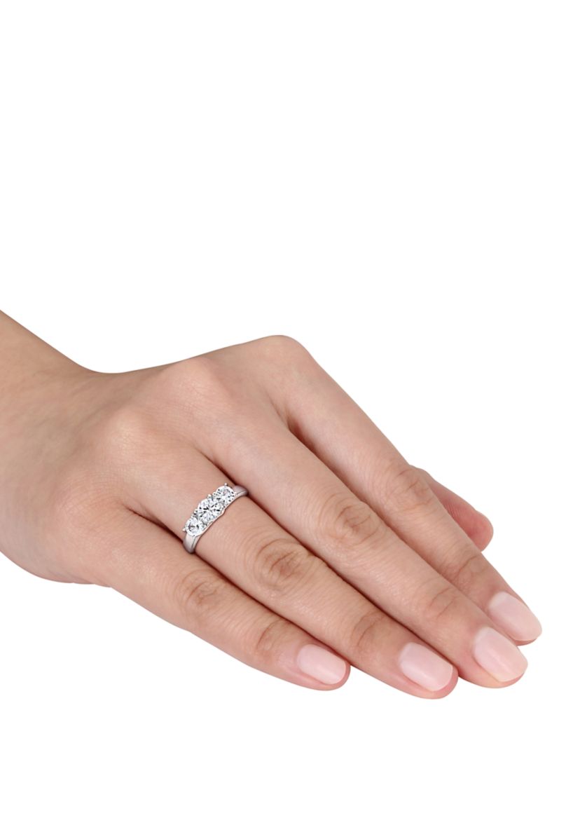 1.3 ct. t.w. Lab Created White Sapphire 3 Stone Engagement Ring in 10K White Gold