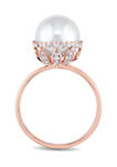 9.5-10 Millimeter Cultured Freshwater Pearl and 1/4 ct. t.w. Diamond Cocktail Ring in 14K Rose Gold