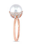9.5-10 Millimeter Cultured Freshwater Pearl and 1/4 ct. t.w. Diamond Cocktail Ring in 14K Rose Gold