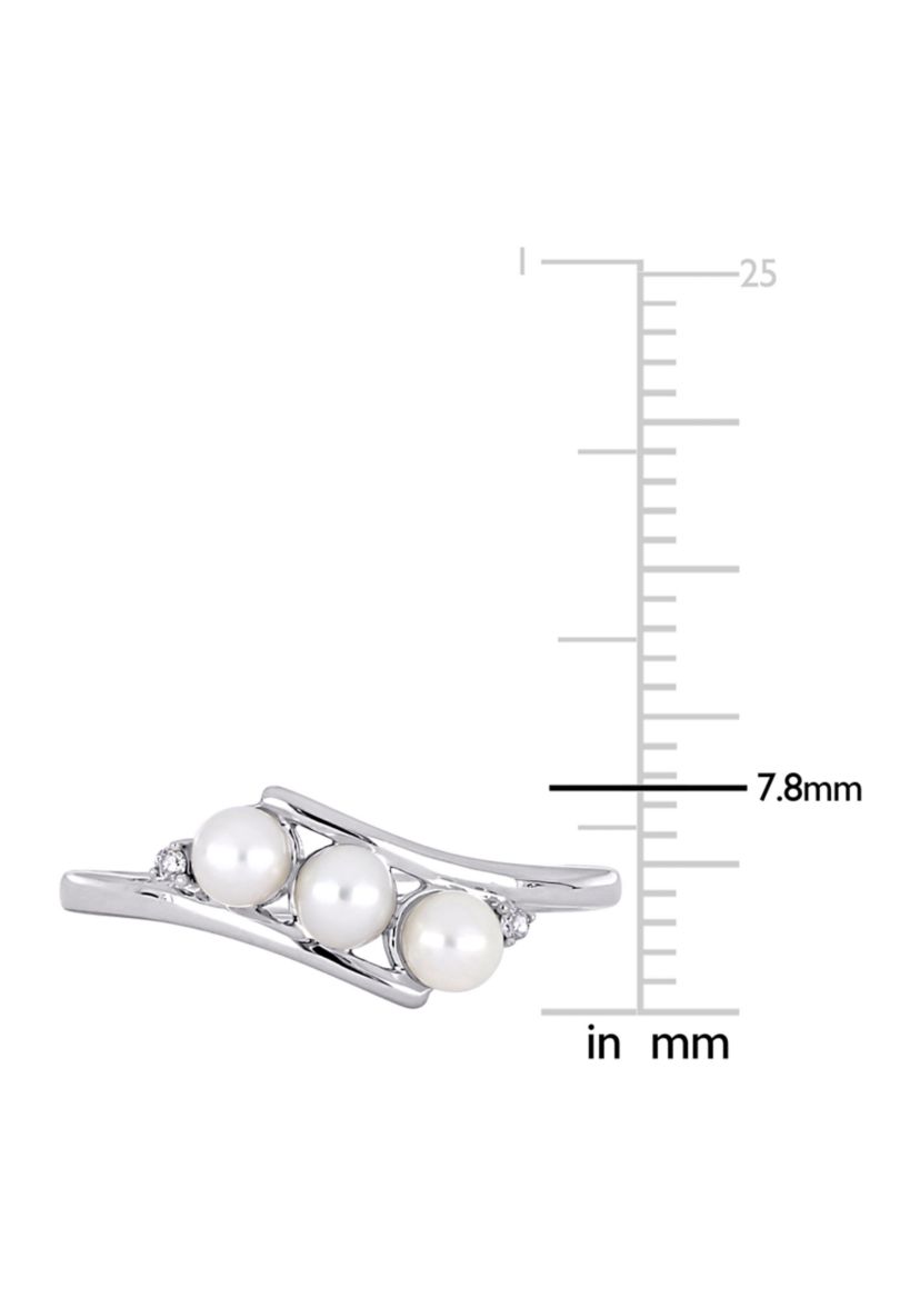 Cultured Freshwater Pearl and Diamond Ring in 10k White Gold