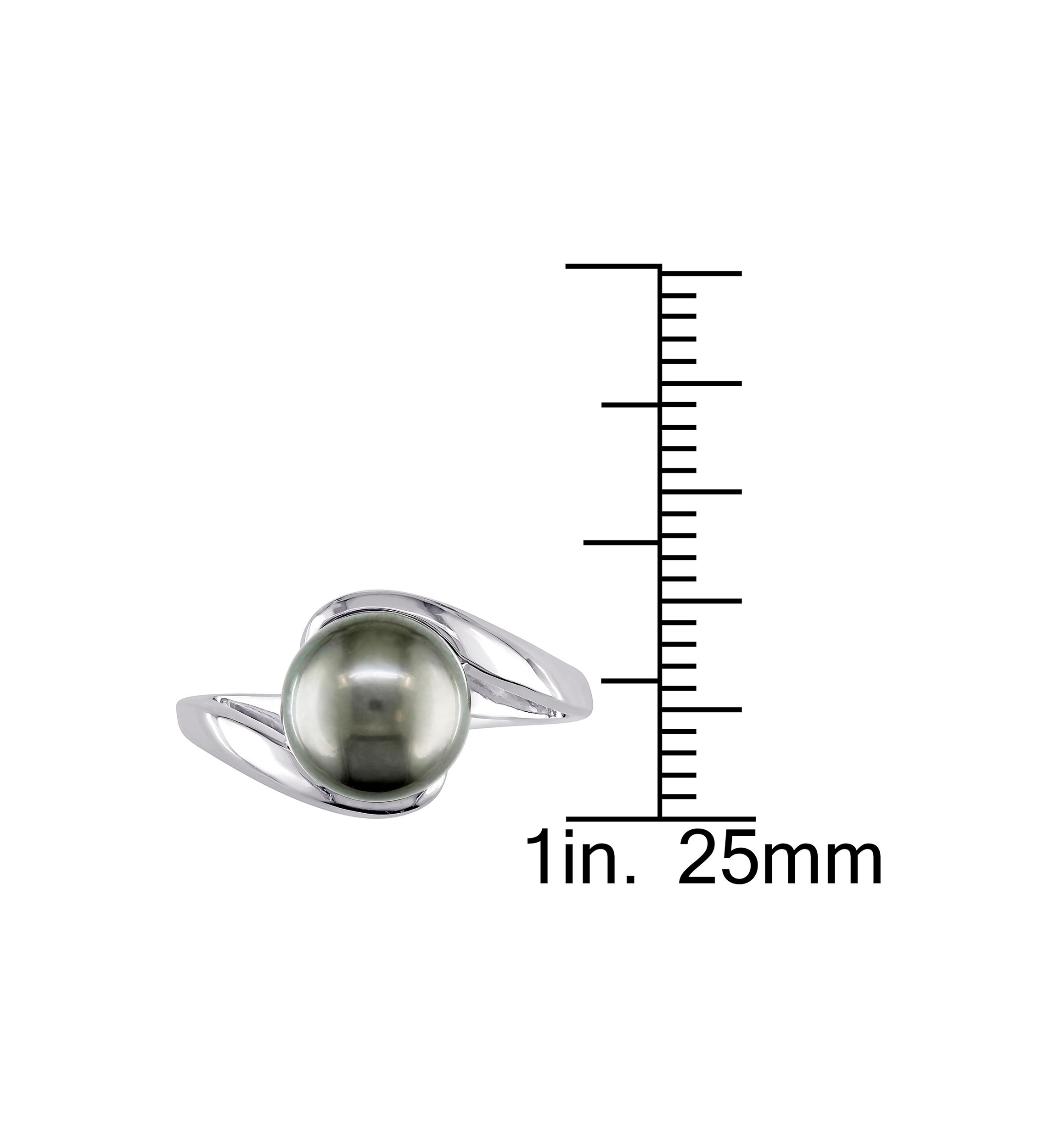 8.5-9 Millimeter Tahitian Cultured Pearl Ring in 10k White Gold