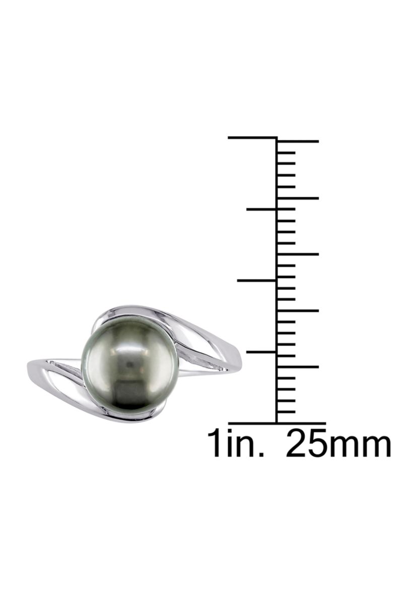 8.5-9 Millimeter Tahitian Cultured Pearl Ring in 10k White Gold