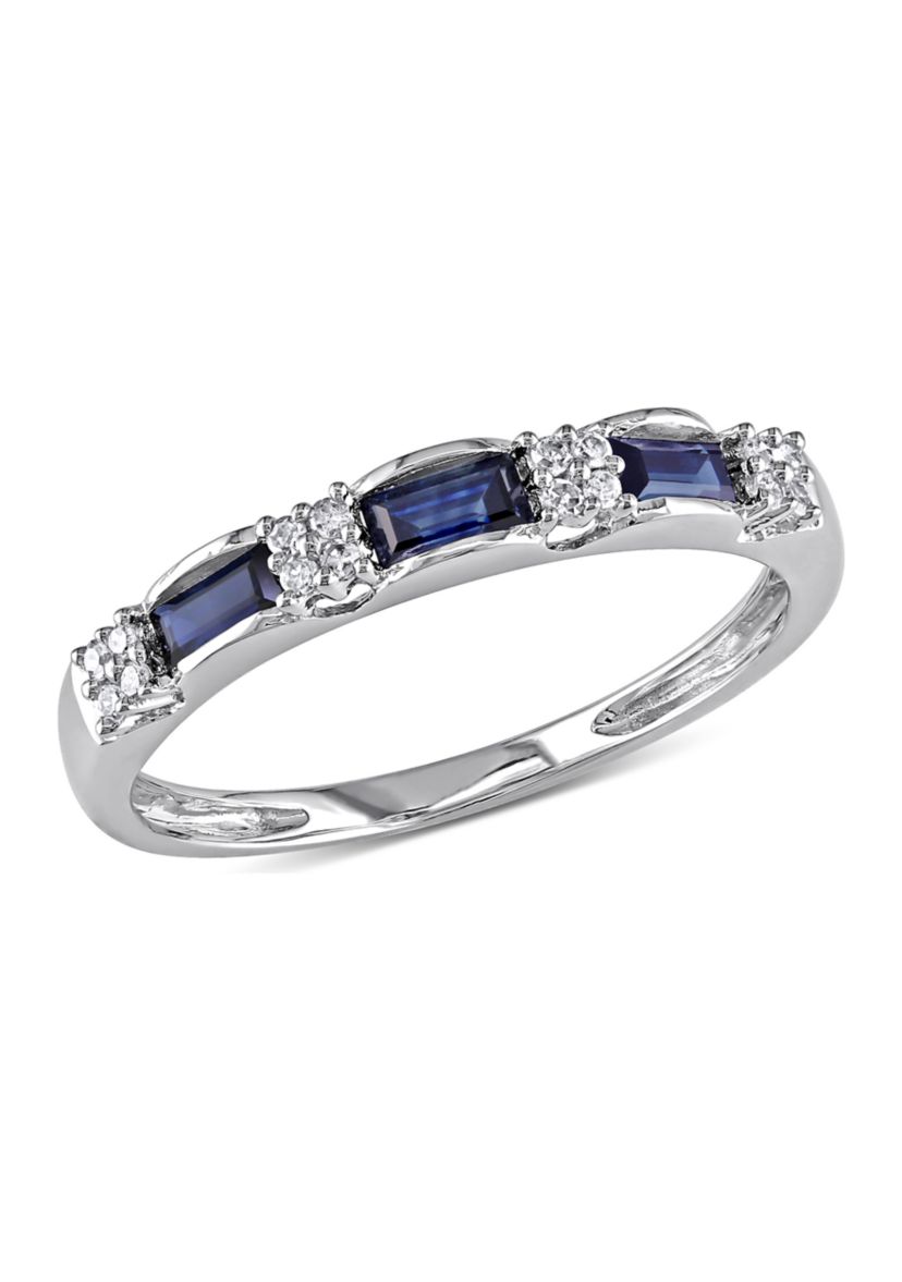 Diamond and Sapphire Eternity Ring in 10K White Gold