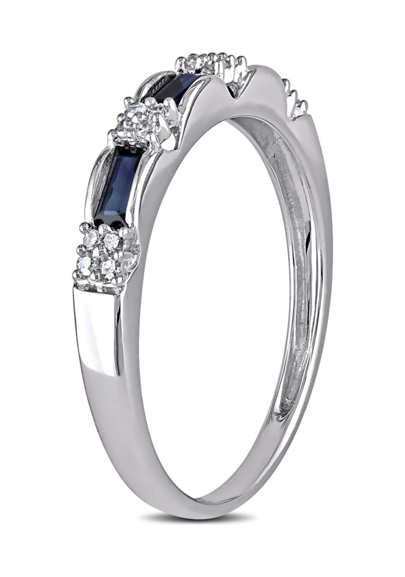 Diamond and Sapphire Eternity Ring in 10K White Gold