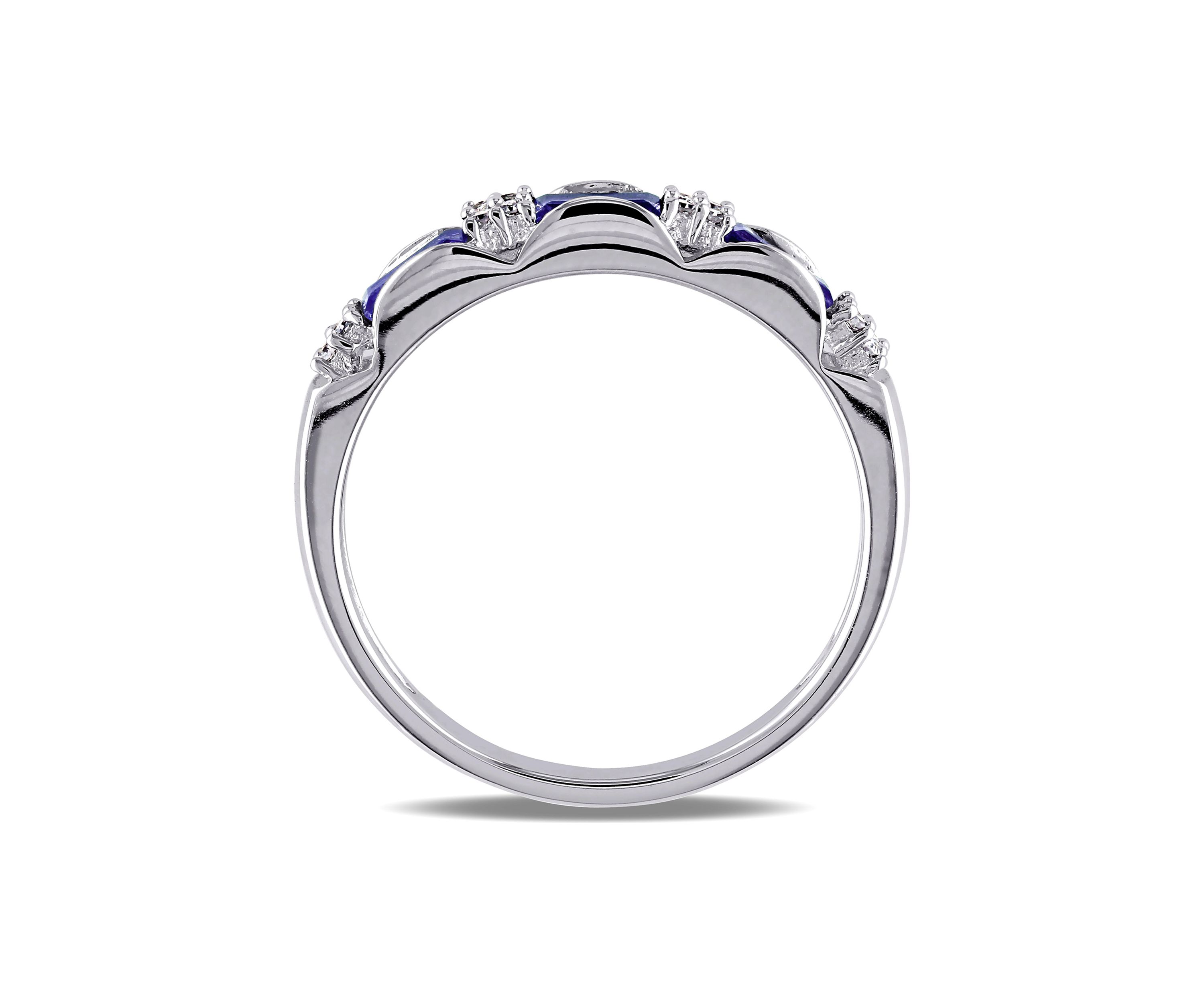 Diamond and Sapphire Eternity Ring in 10K White Gold