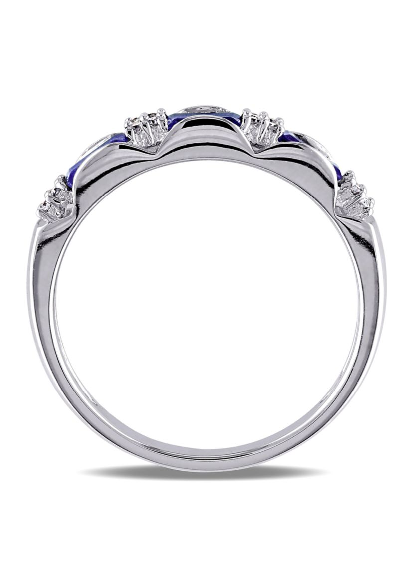 Diamond and Sapphire Eternity Ring in 10K White Gold