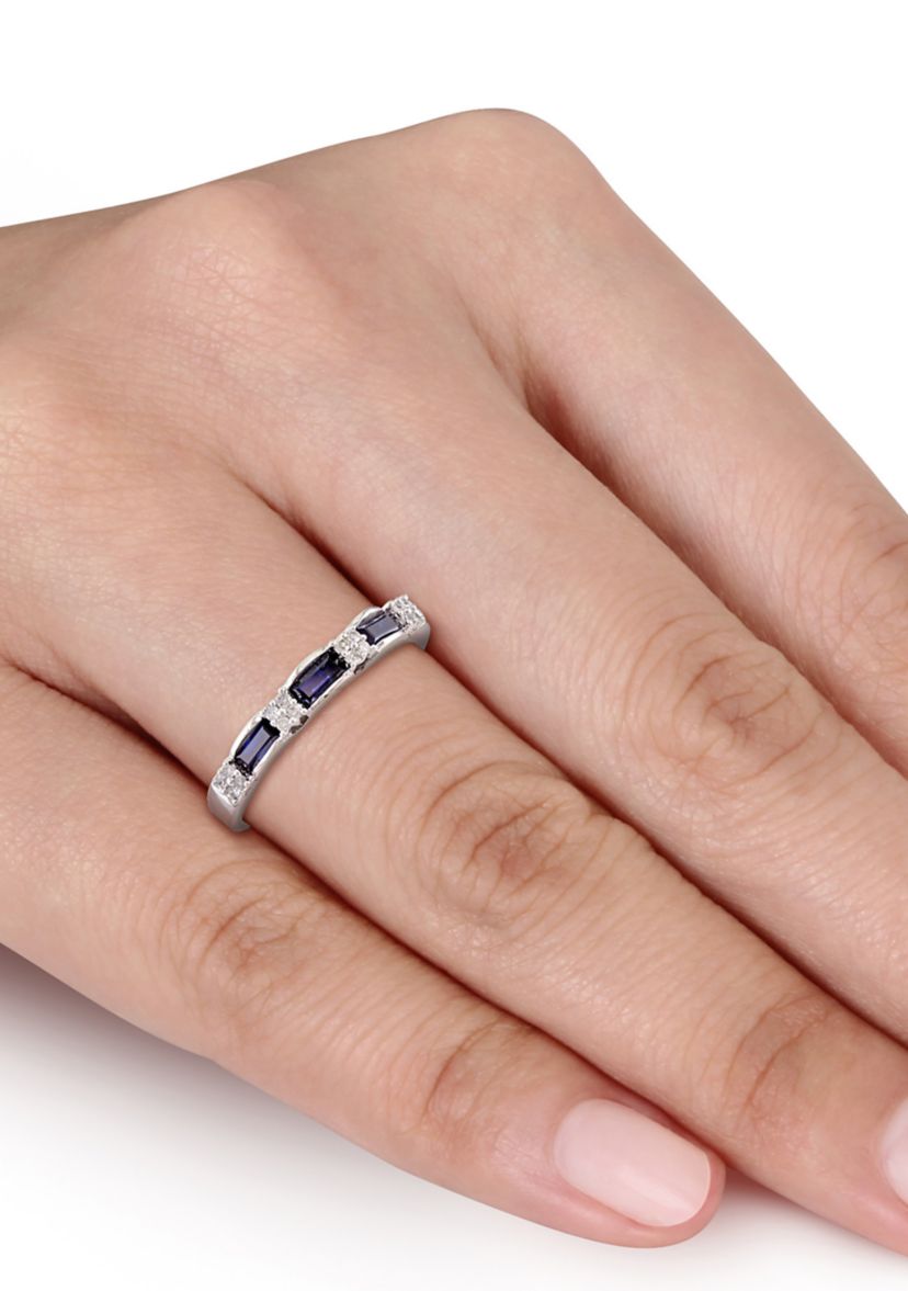 Diamond and Sapphire Eternity Ring in 10K White Gold