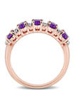 1.16 ct. t.w. Amethyst and 1/6 ct. t.w. Diamond Semi Eternity Ring in 14K Rose Gold