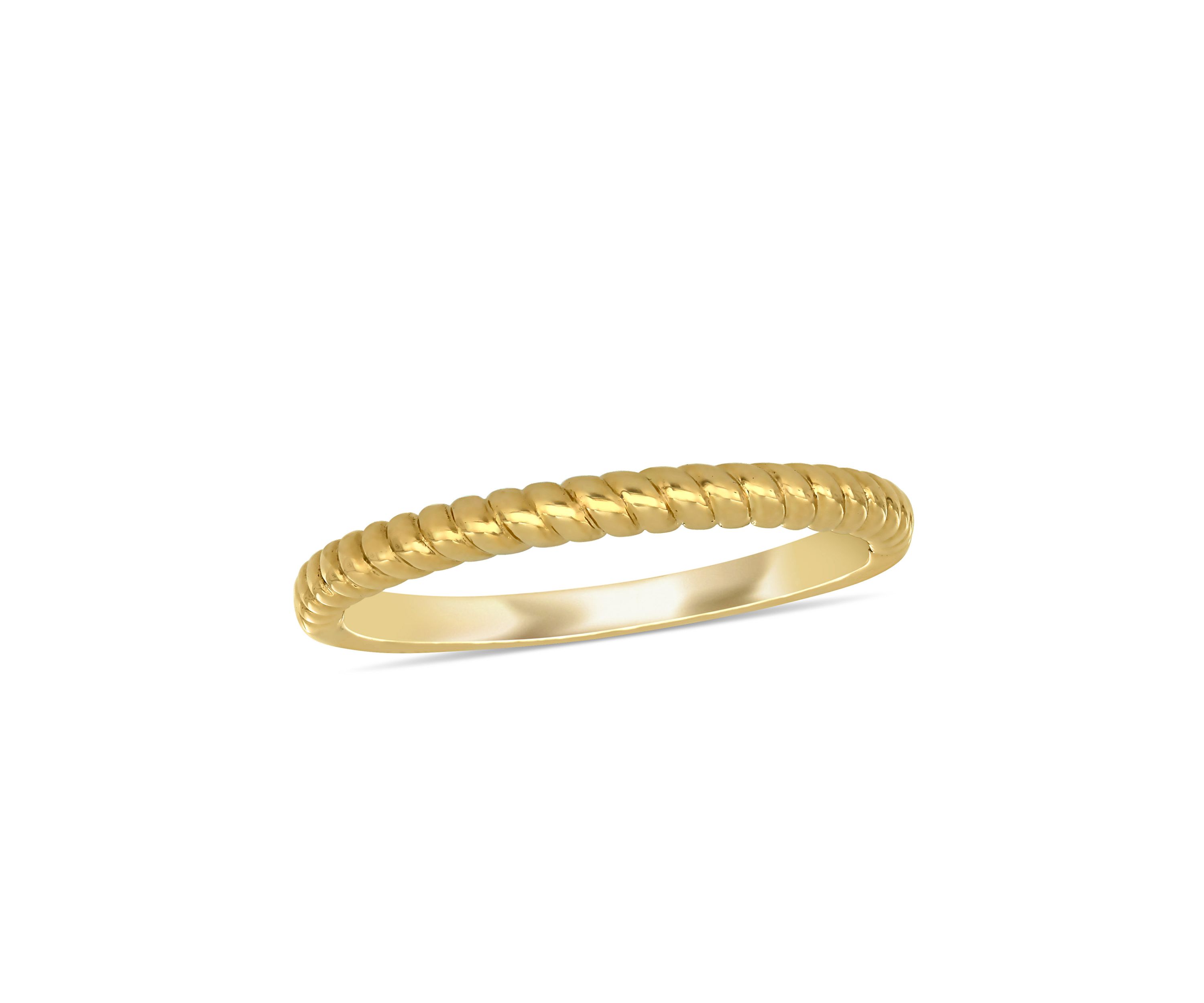 Wedding Band with Twist Design in 14K Yellow Gold