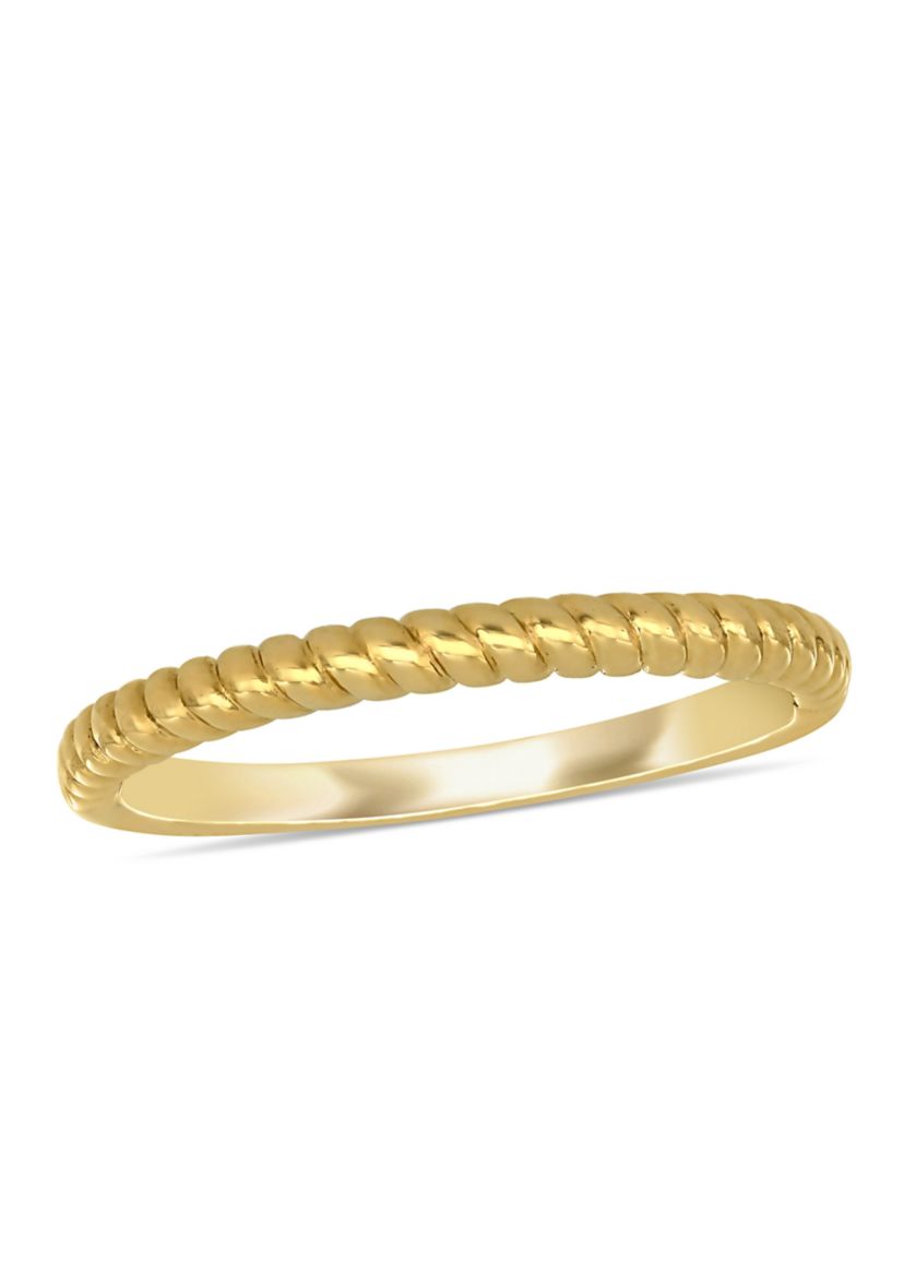 Wedding Band with Twist Design in 14K Yellow Gold