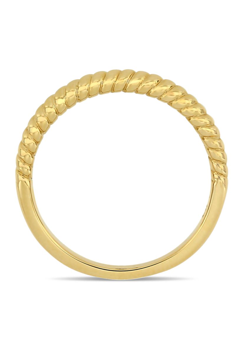 Wedding Band with Twist Design in 14K Yellow Gold