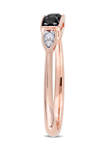 1/4 ct. t.w. Black and White Diamond 3-Stone Ring in 10K Rose Gold