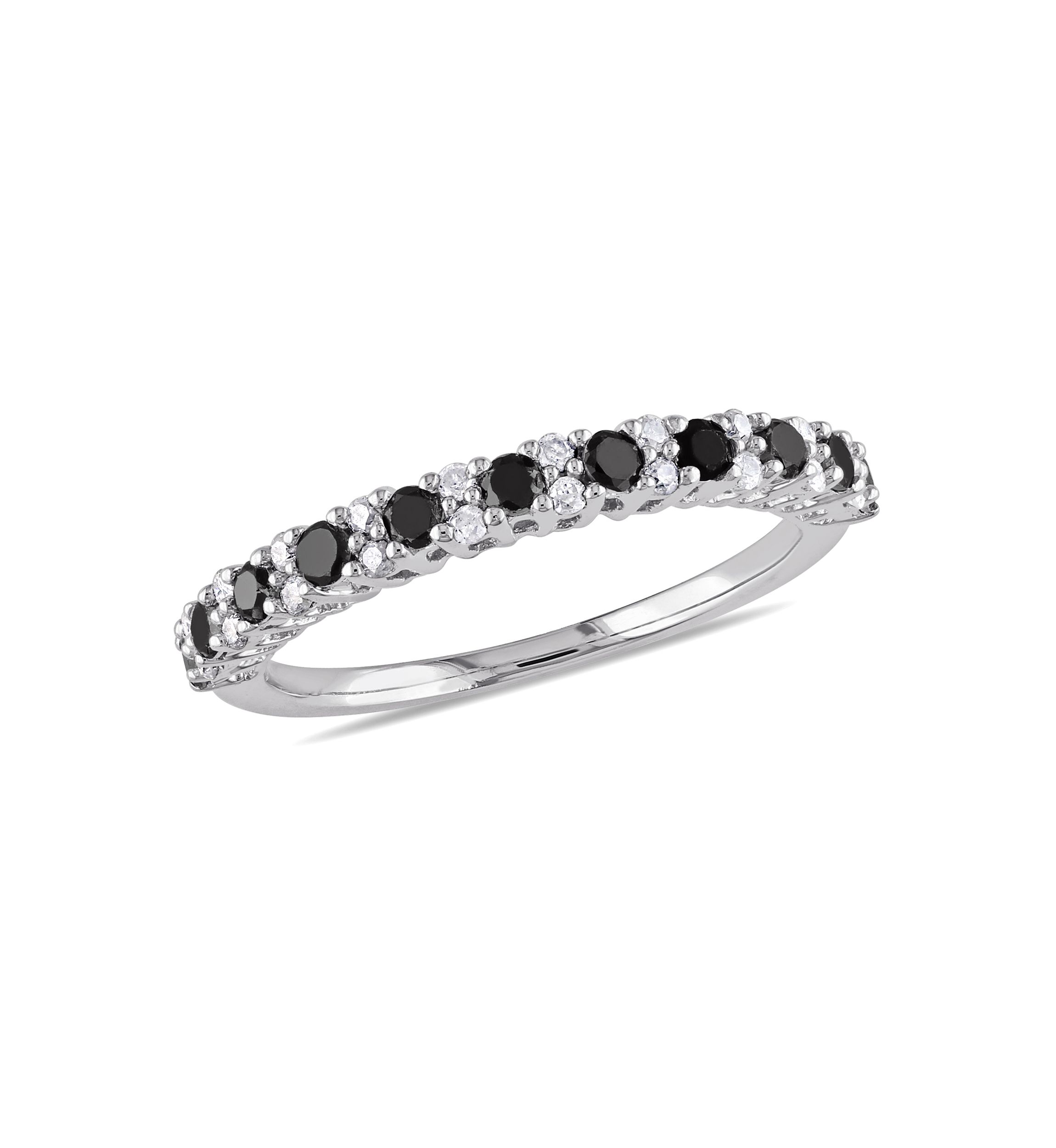1/2 ct. t.w. Black and White Diamond Anniversary Band in Sterling Silver