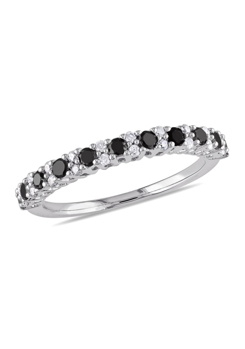 1/2 ct. t.w. Black and White Diamond Anniversary Band in Sterling Silver