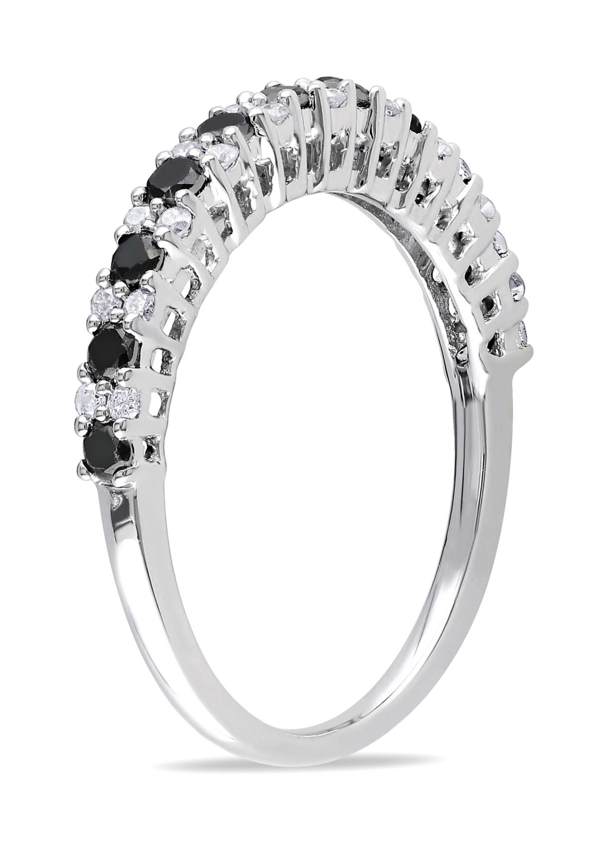 1/2 ct. t.w. Black and White Diamond Anniversary Band in Sterling Silver